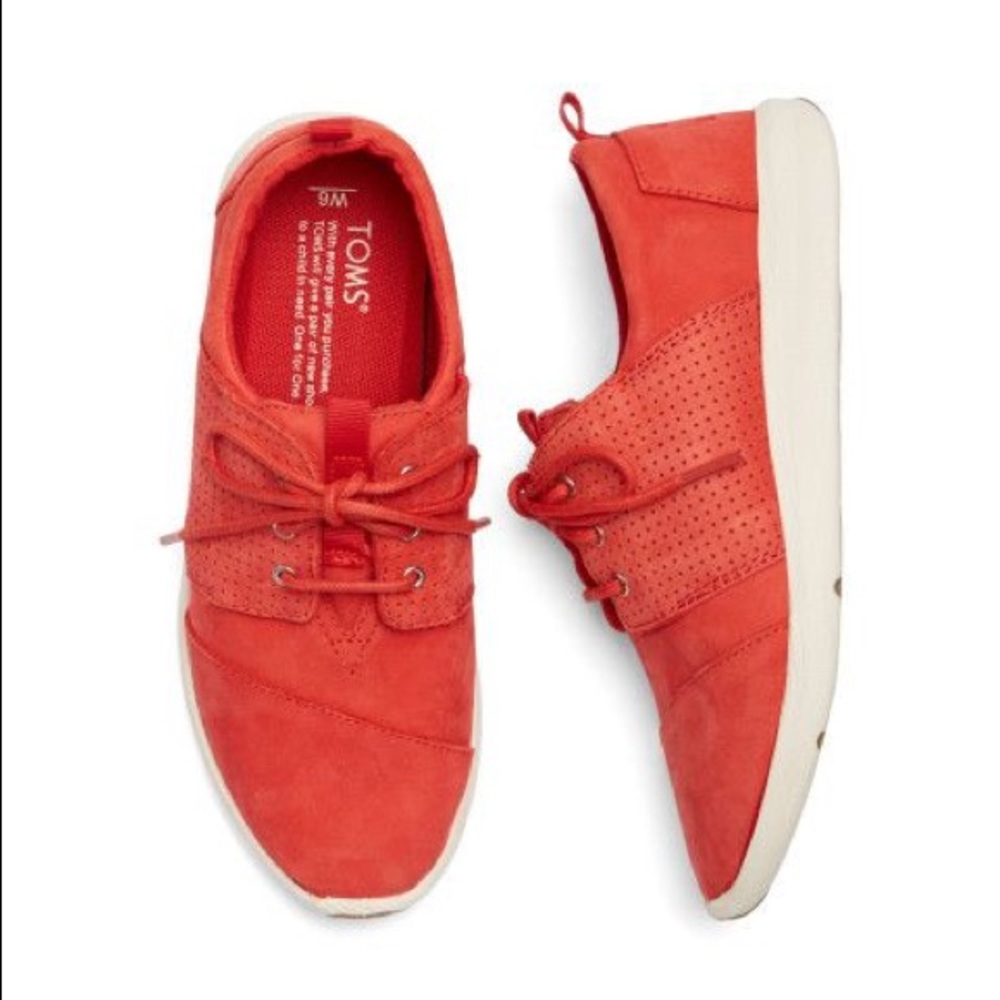 TOMS red lace up sneakers
